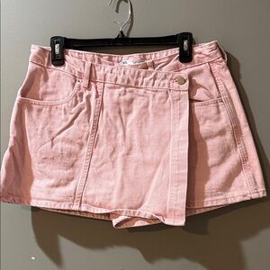 Zara Light Pink Denim Skirt Skort Shorts Underneath Size Large
